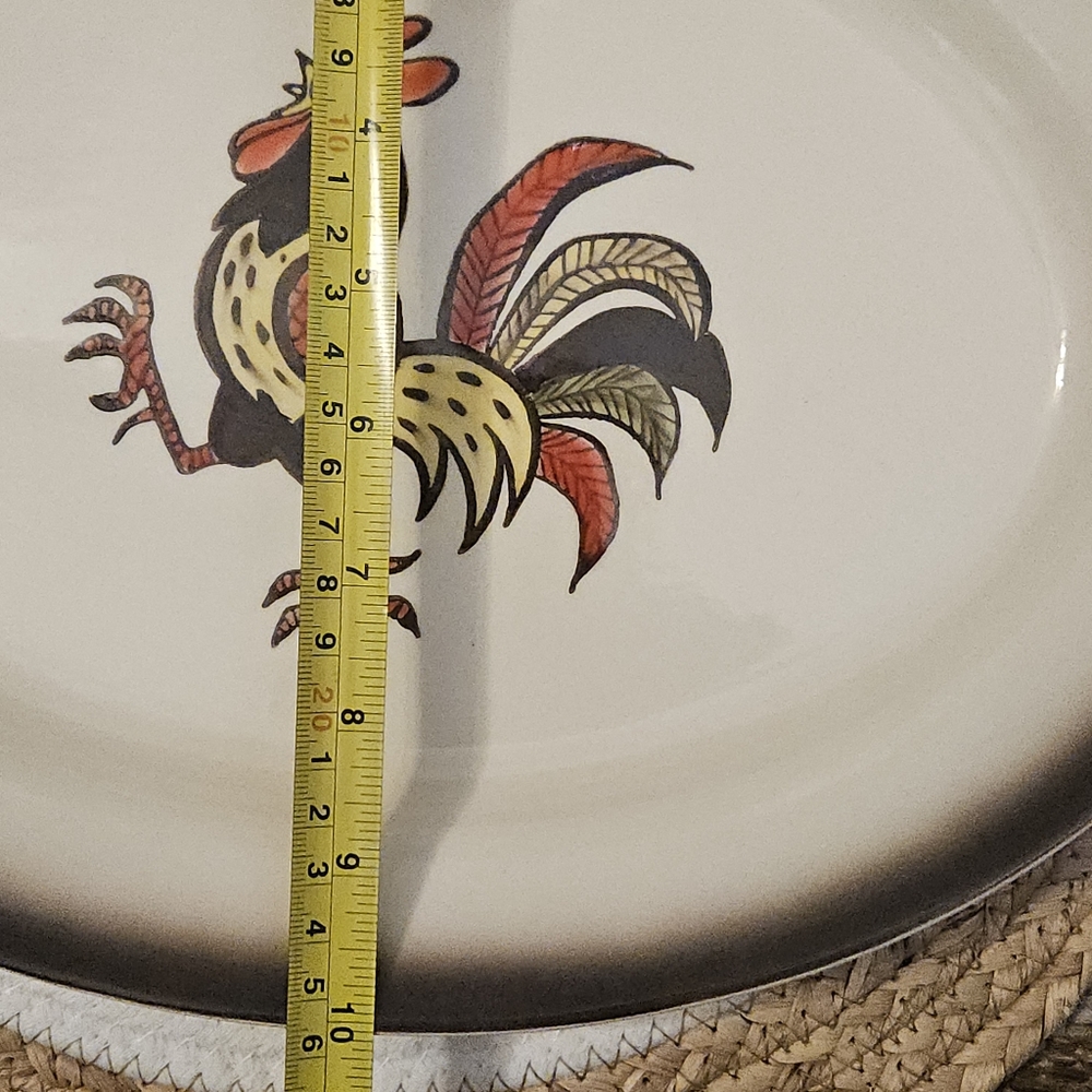 Vintage Metlox Poppytrail Red Rooster Large Oval Serving Platter USA Farmhouse - Picture 6 of 13